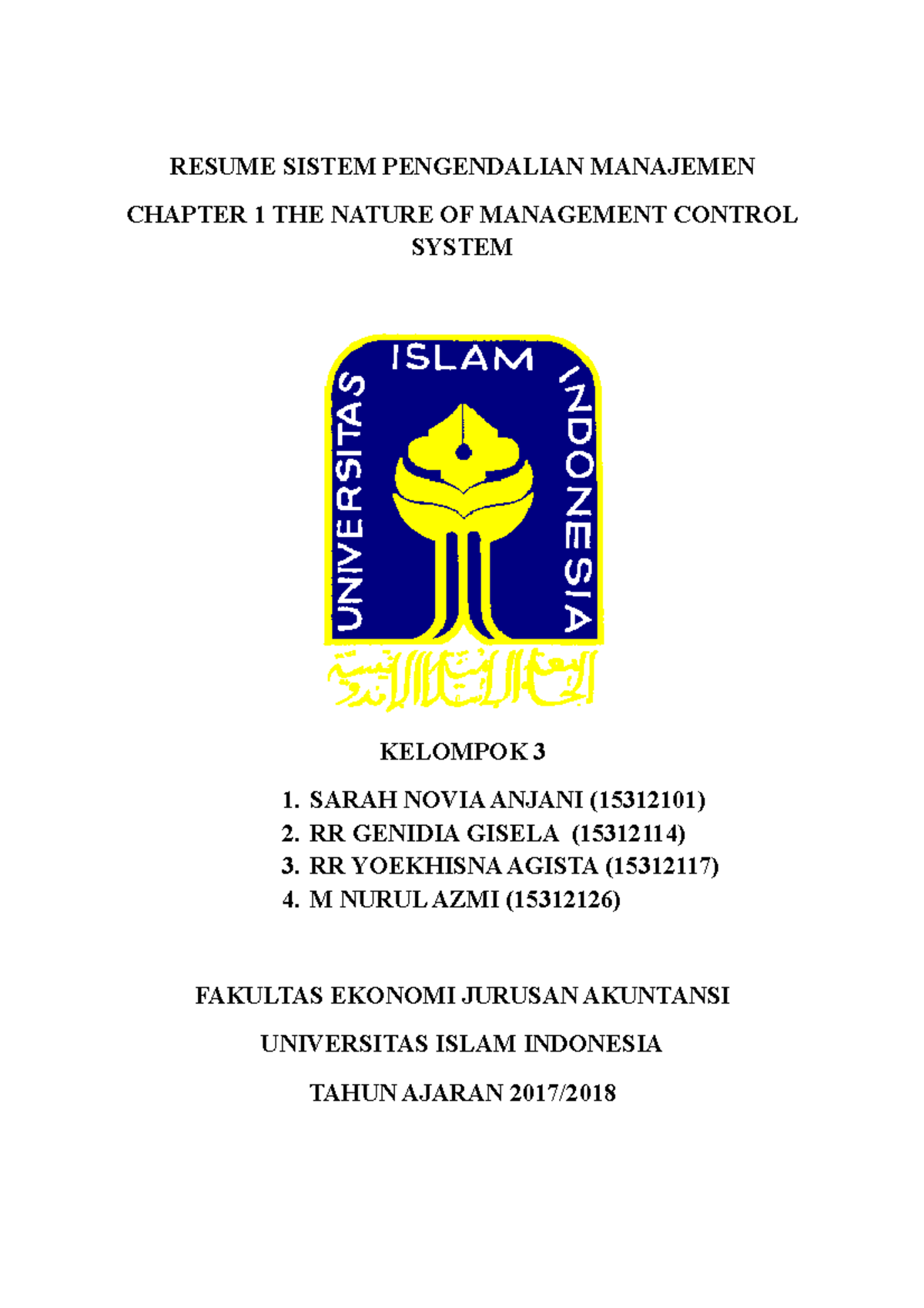 Sistem Pengendalian Manajemen - Bab 1 - RESUME SISTEM PENGENDALIAN ...