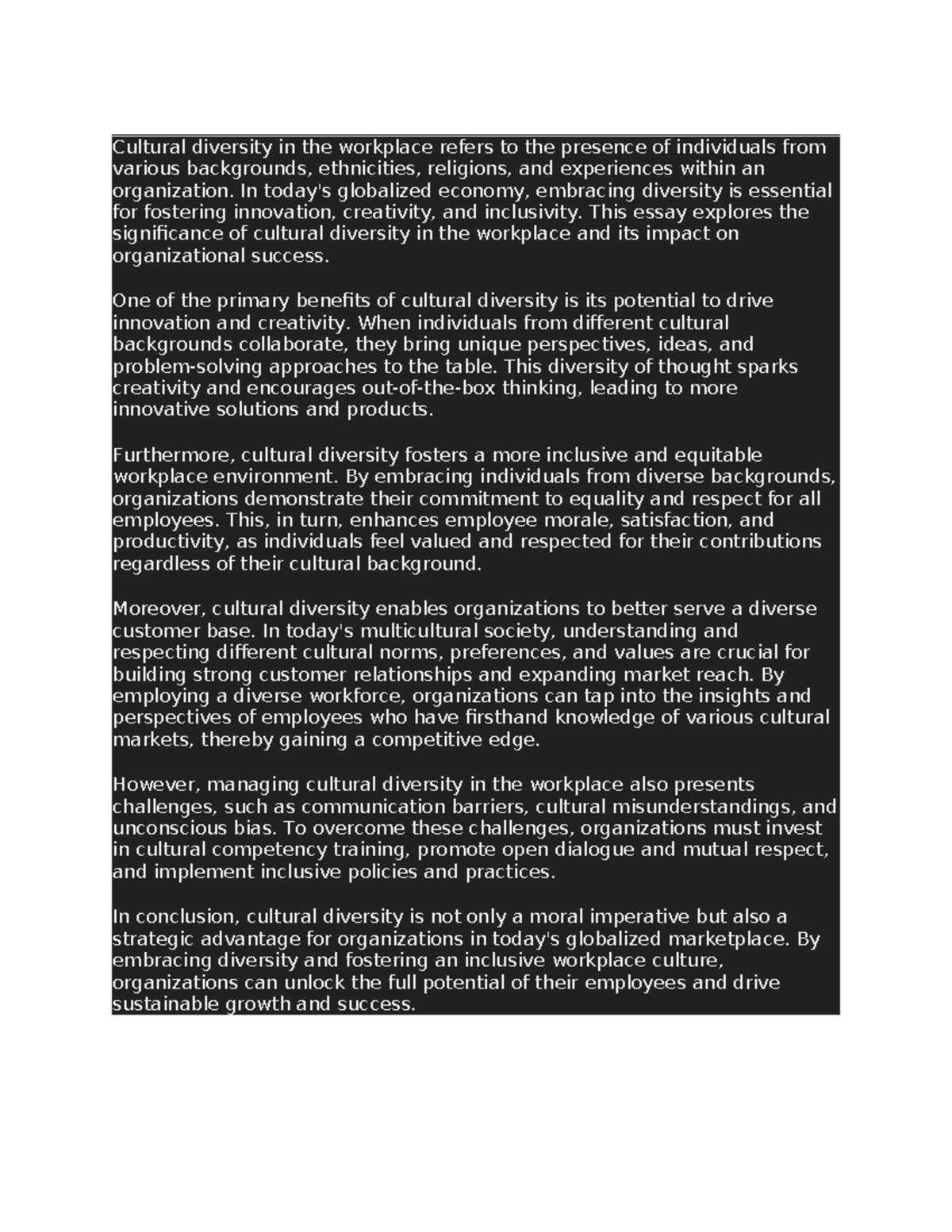 The Importance of Cultural Diversity in the Workplace - Cultural ...