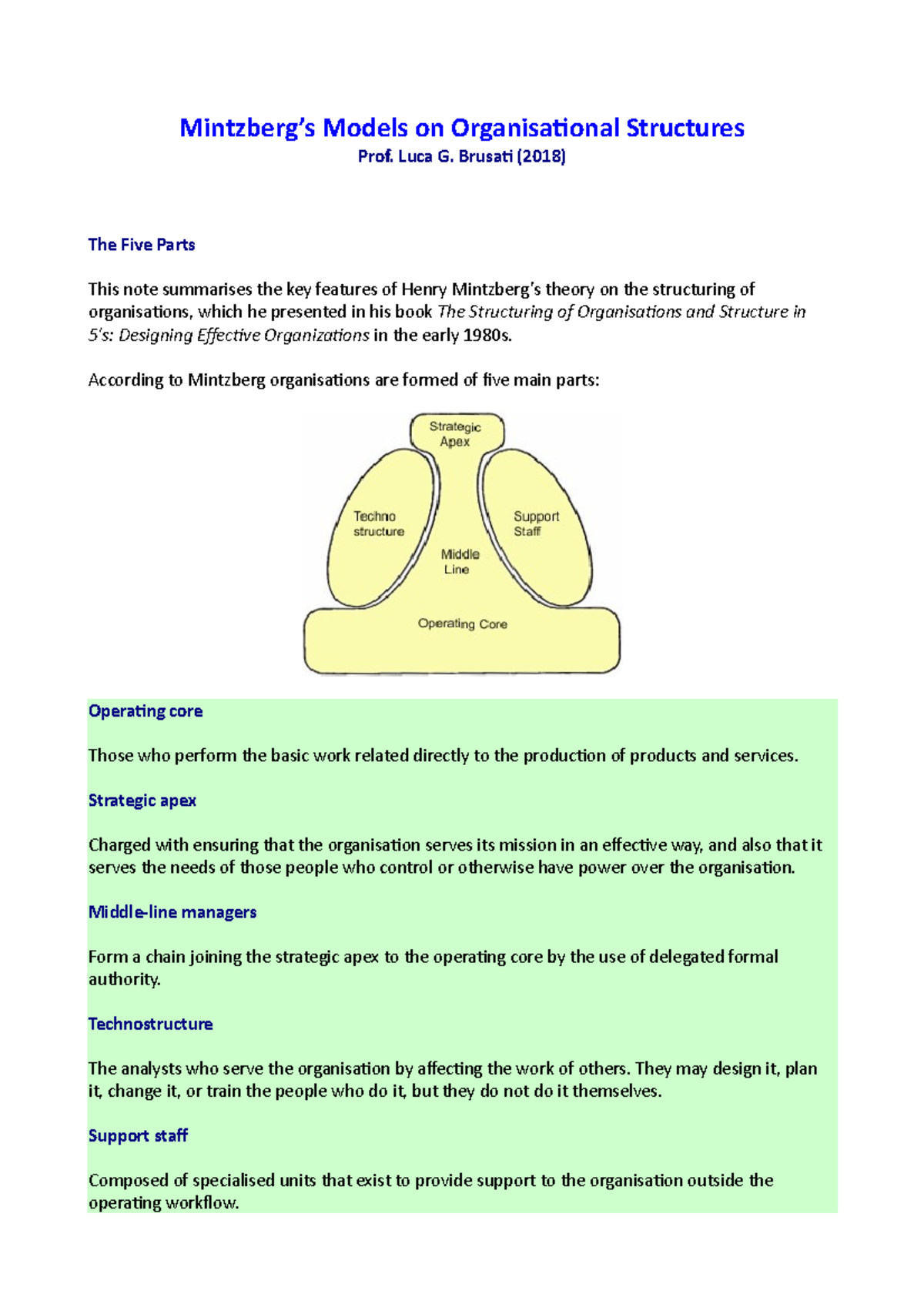 L2-01 Brusati Mintzberg's Models On Organisational Structures ...