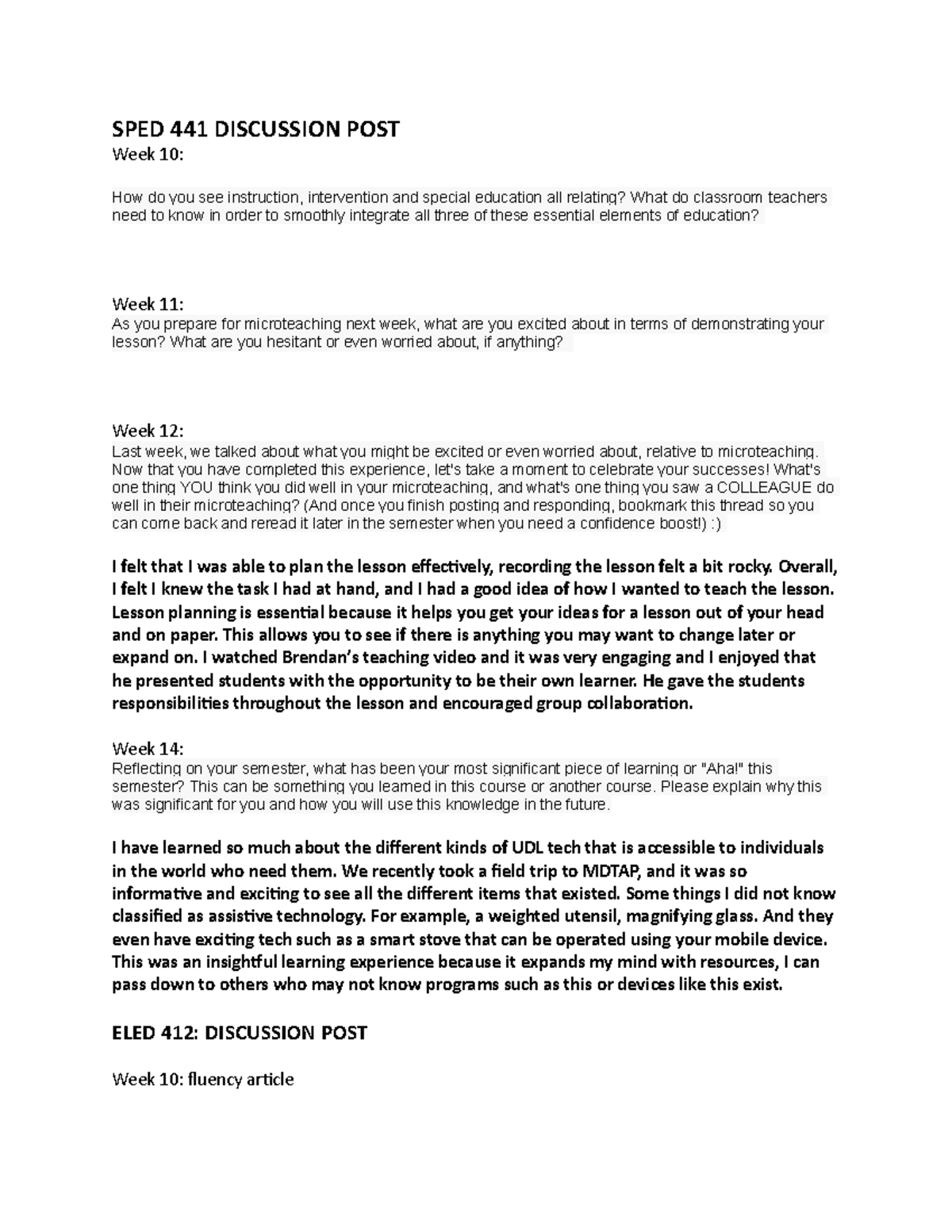 Group discussions - SPED 441 DISCUSSION POST Week 10: How do you see ...