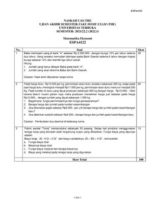 Revisi Tugas 2 Matematika Ekonomi - TUGAS 2 MATA KULIAH MATEMATIKA ...