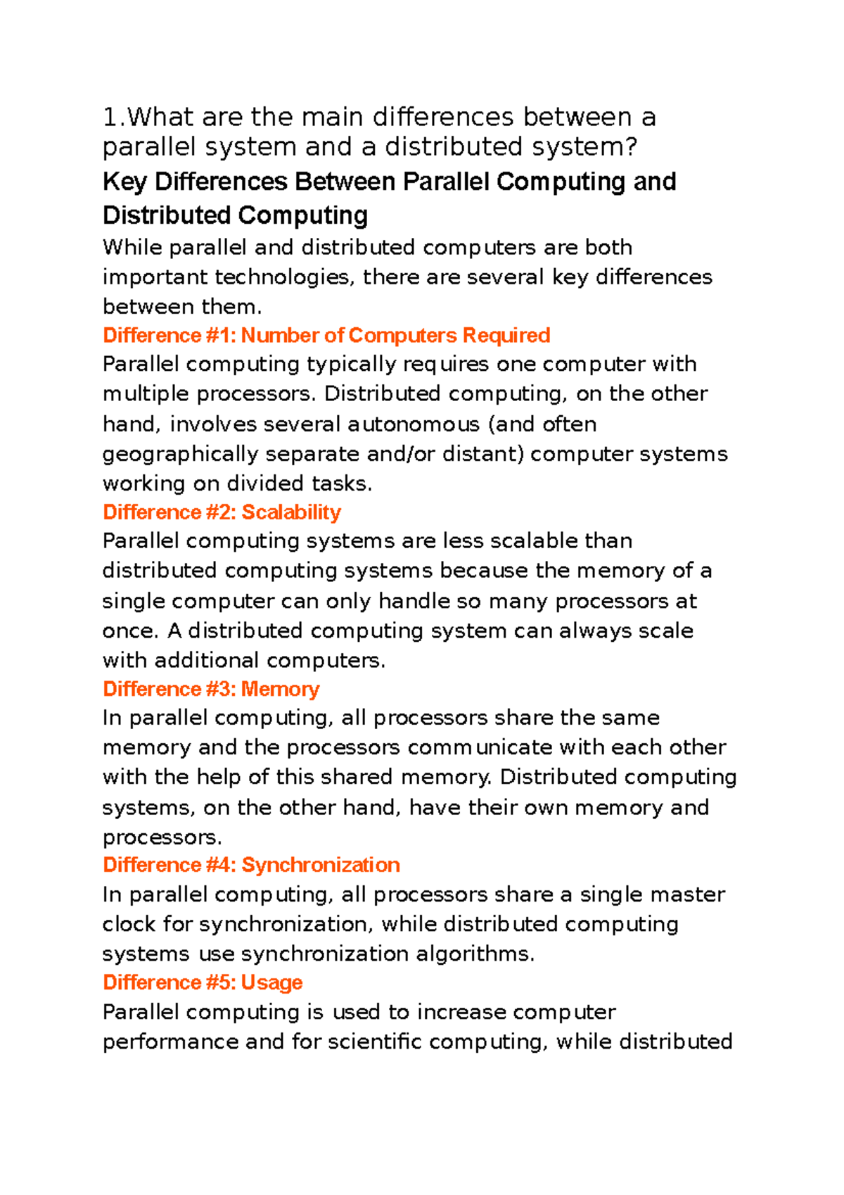 1 - Notes prepare from book for exam - 1 are the main differences ...