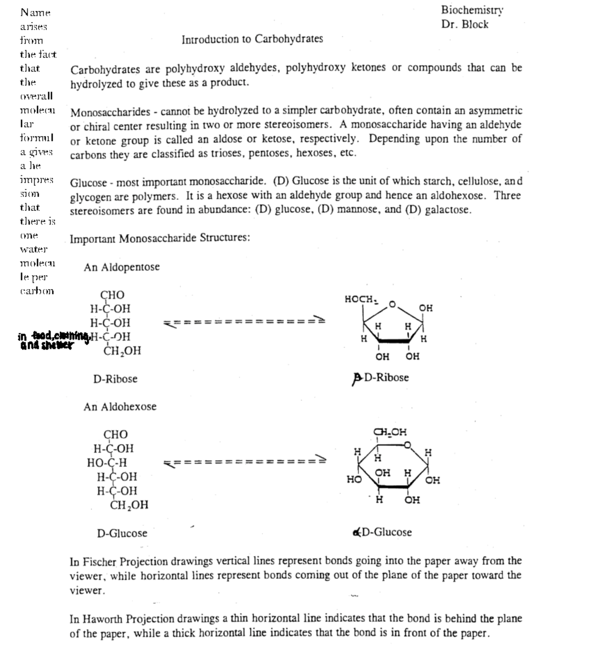 Lecture: Carbohydrates - Biochemistrv Dr. Block Introduction To ...