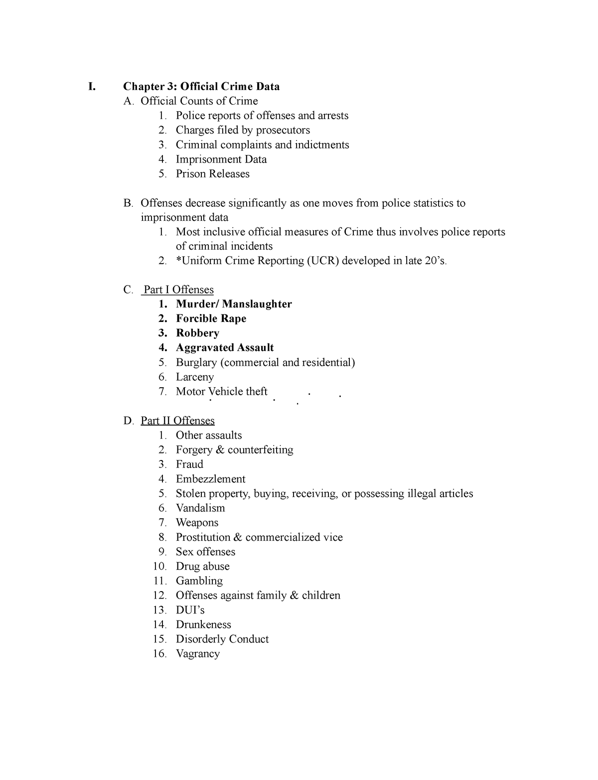 Official Crime Data I. Chapter 3 Official Crime Data A. Official