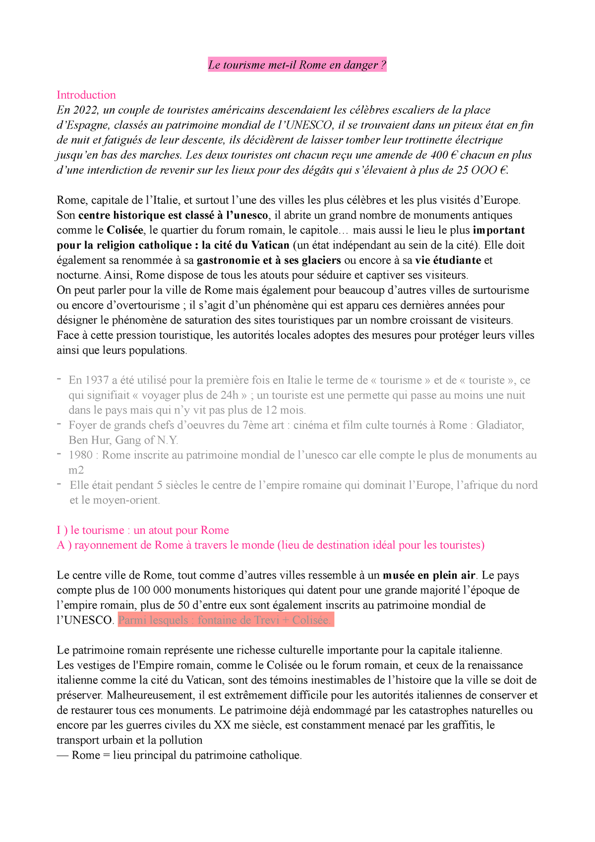 GO Hggsp Pdf - Sujet De Grand Oral : Le Tourisme Met-il Rome En Danger ...