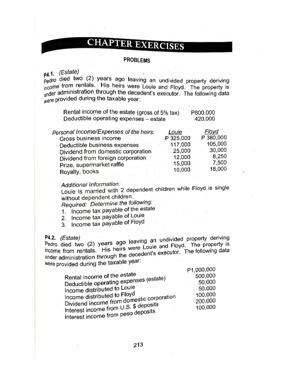 Chapter 4-1 and 4-2 - Income Taxation for Estates - Exercises - BS ...