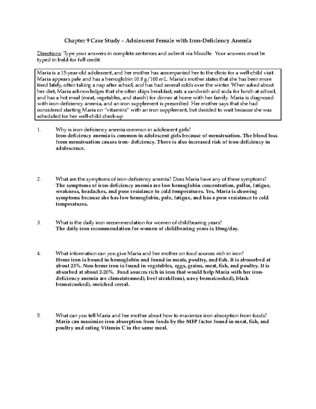 case study 88 iron deficiency anemia