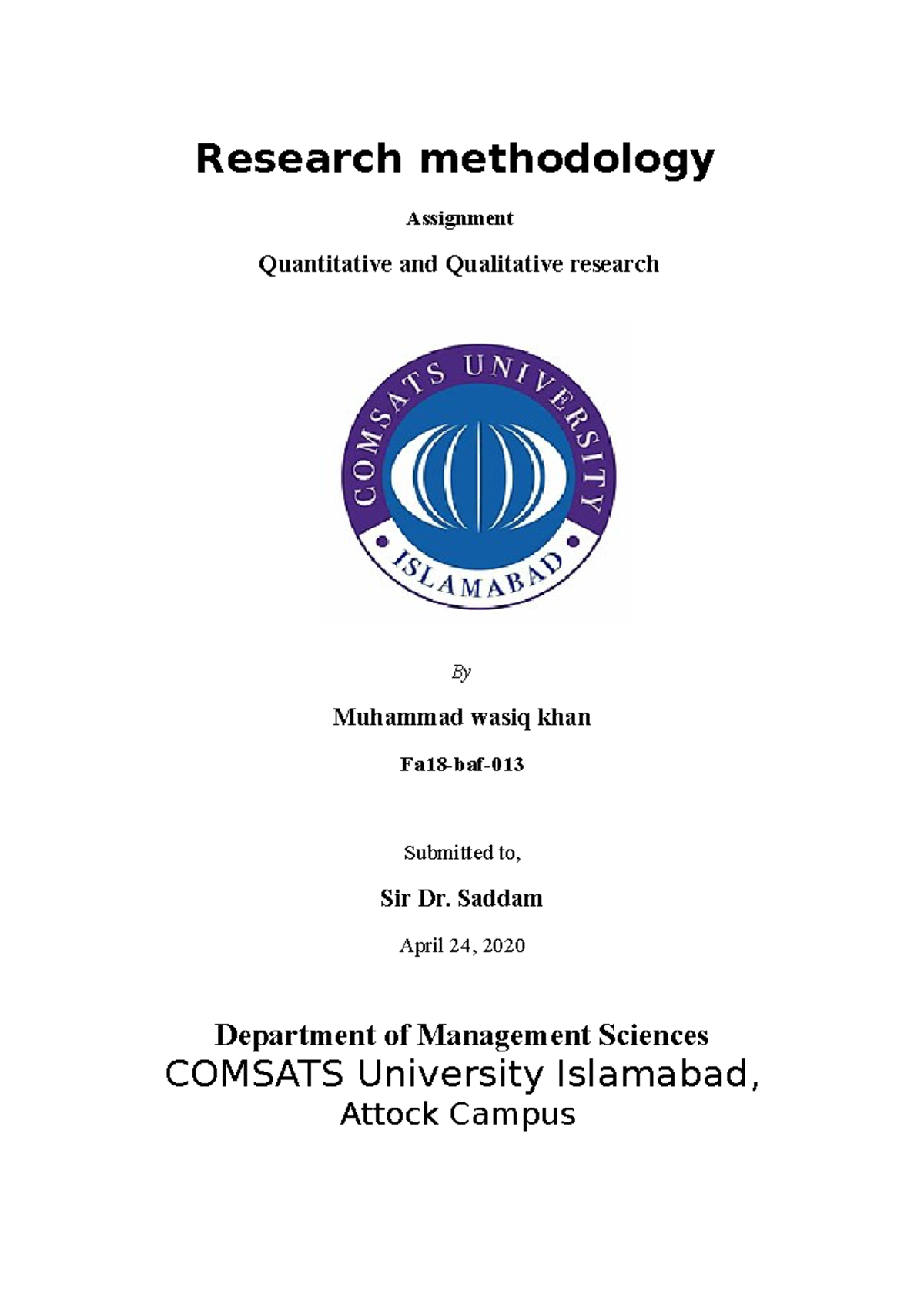 Research assignment by muhammad wasiq Copy Research methodology