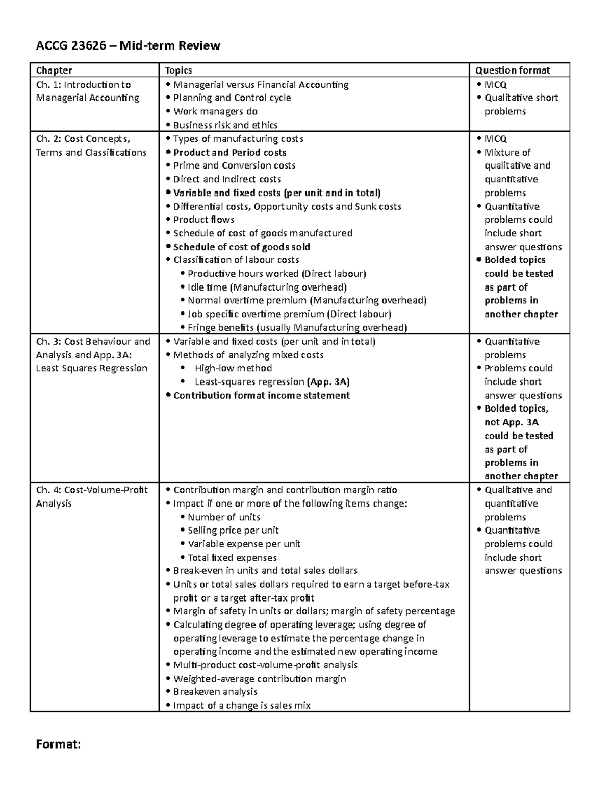 ACCG 23626 Fall 2021 Mid-term Exam Review - ACCG 23626 – Mid-term ...