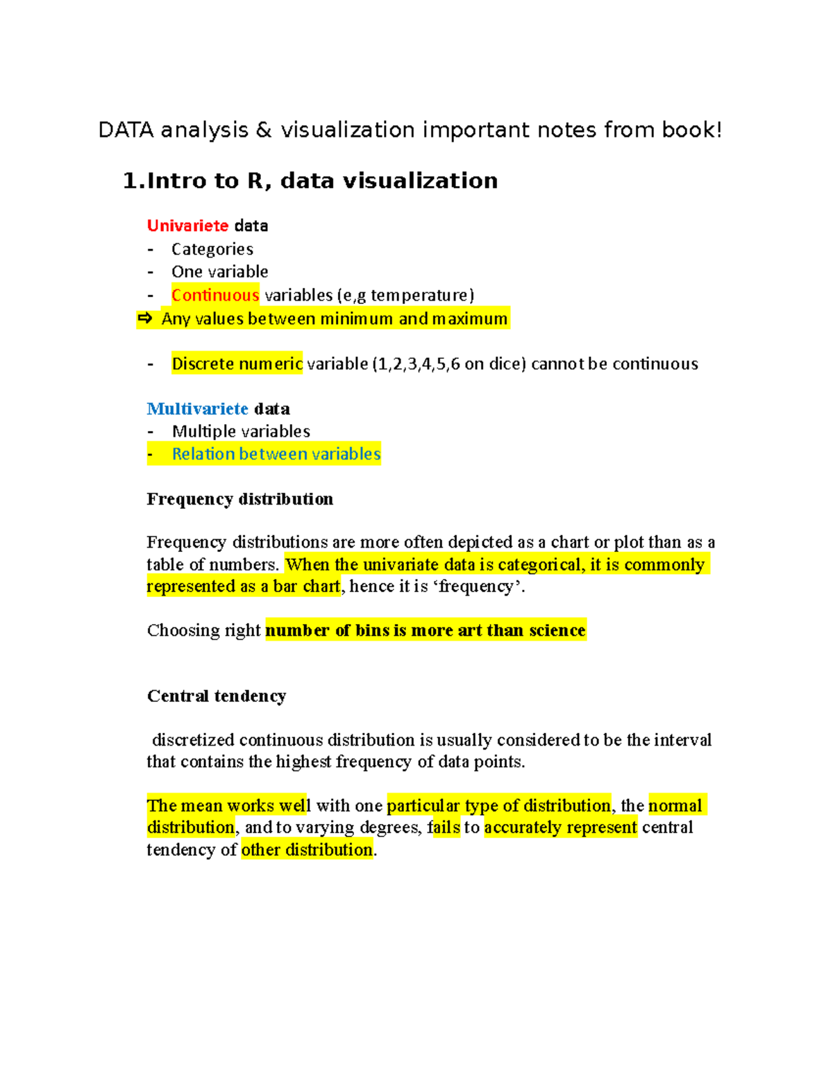 Dataanalysis and visualization note - DATA analysis & visualization ...