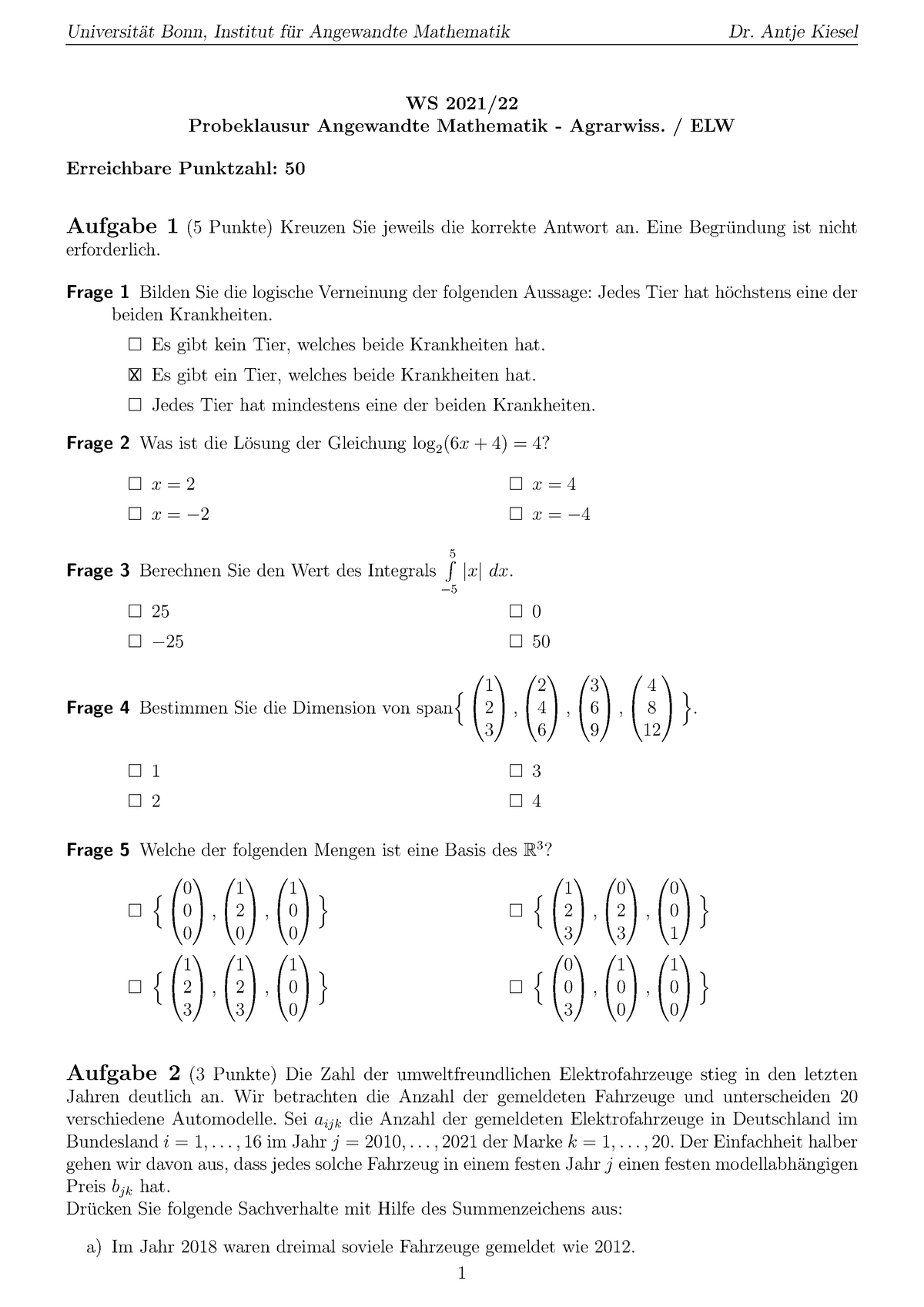 Probeklausur WS2122 Aufgaben - WS 2021/ Probeklausur Angewandte