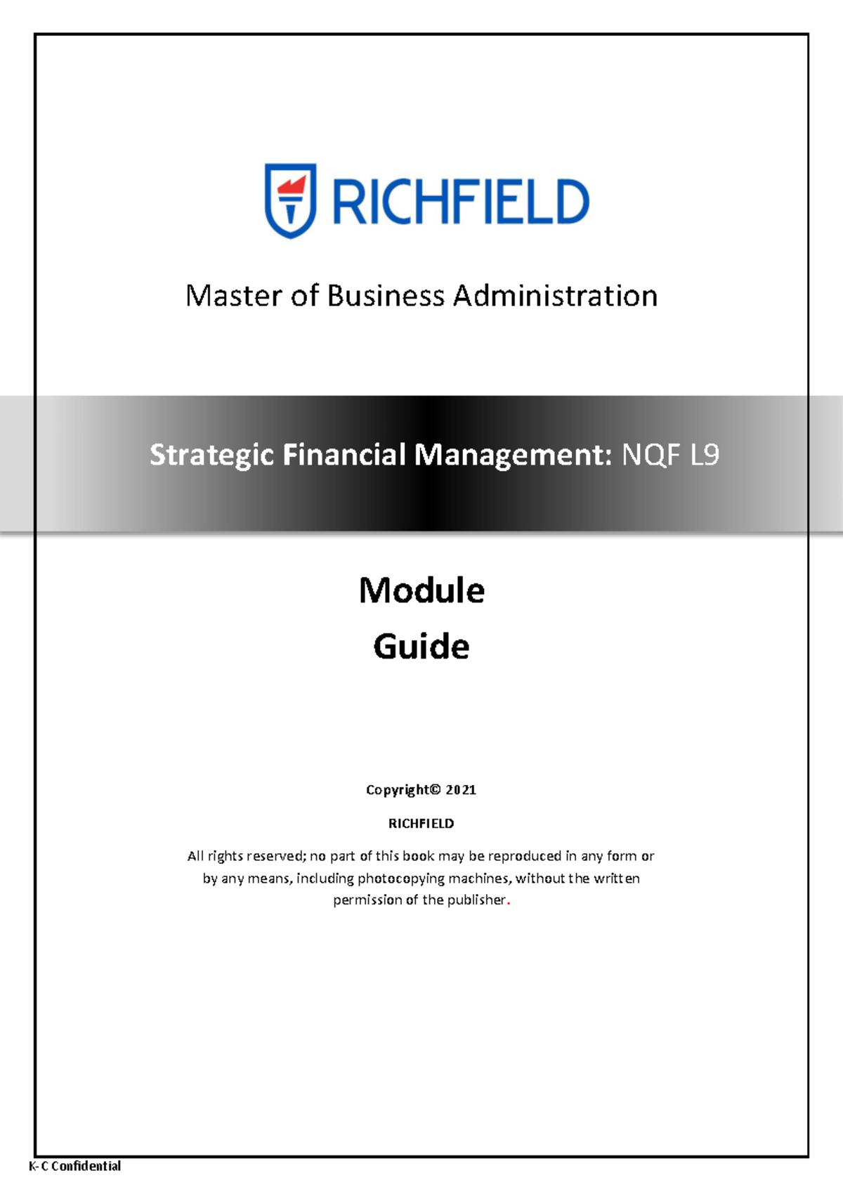 MBA Strategic Financial Management Module - Master Of Business ...