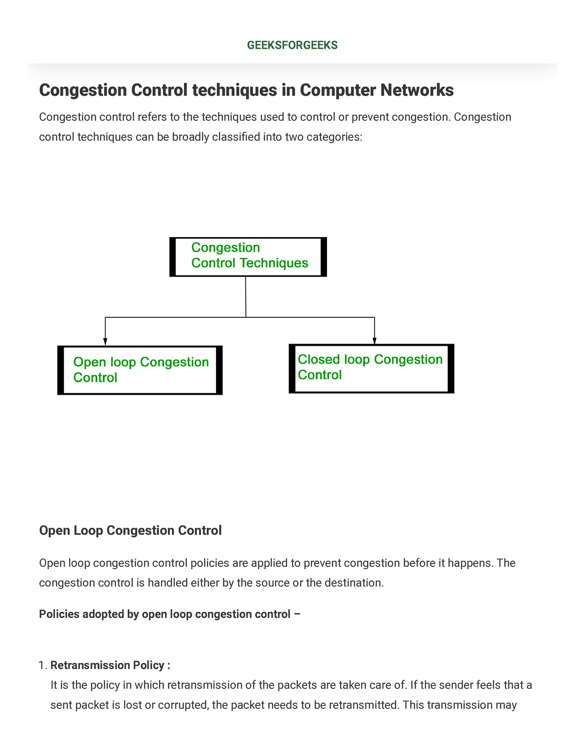 Congestion Control Techniques In Computer Networks - Congestion Control ...