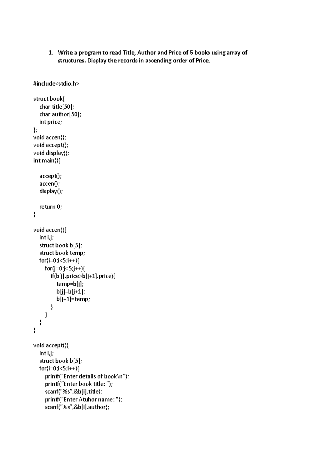 CP SEM-II answers - these are lect notes - Write a program to read ...