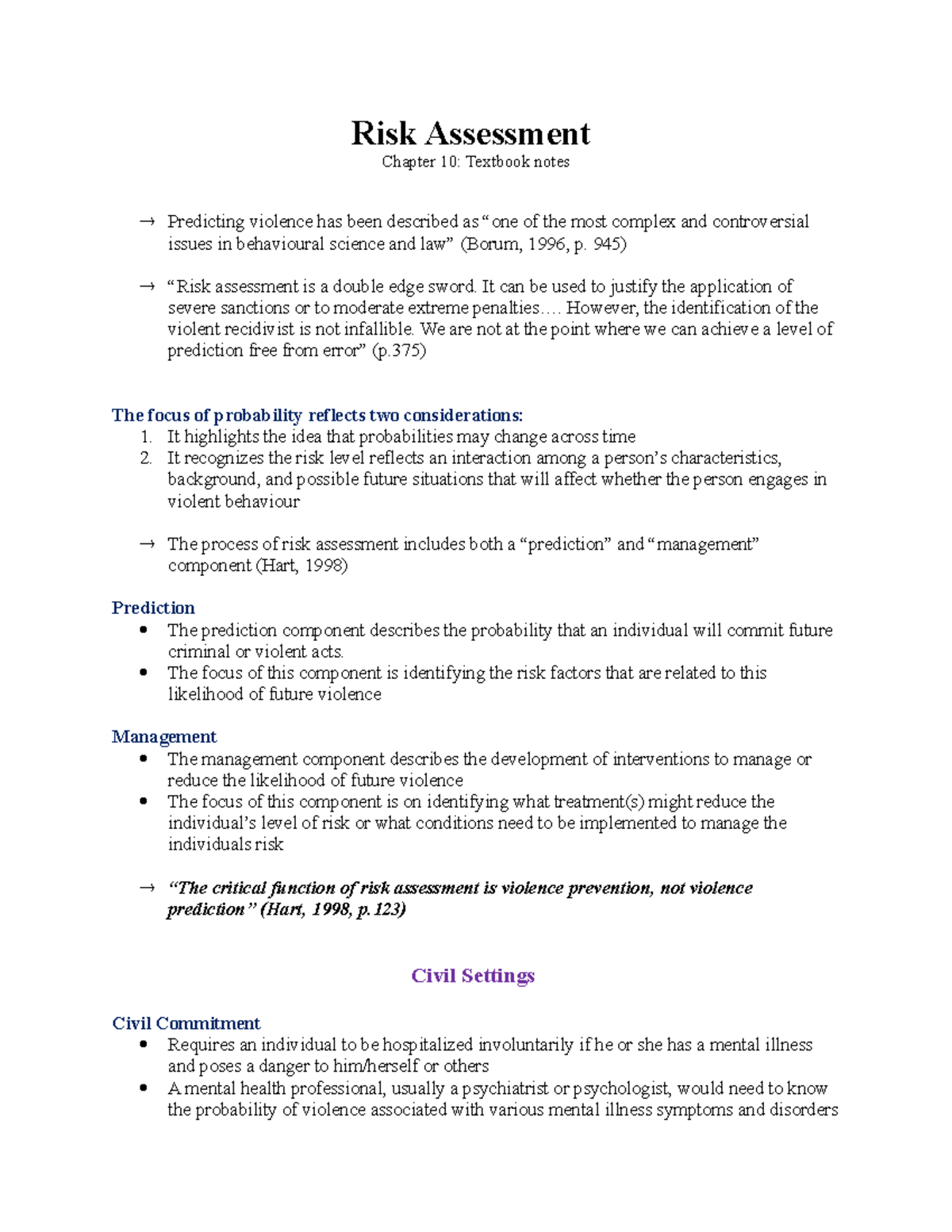 Ch. 10 Risk Assessment Textbook Notes - Risk Assessment Chapter 10 ...