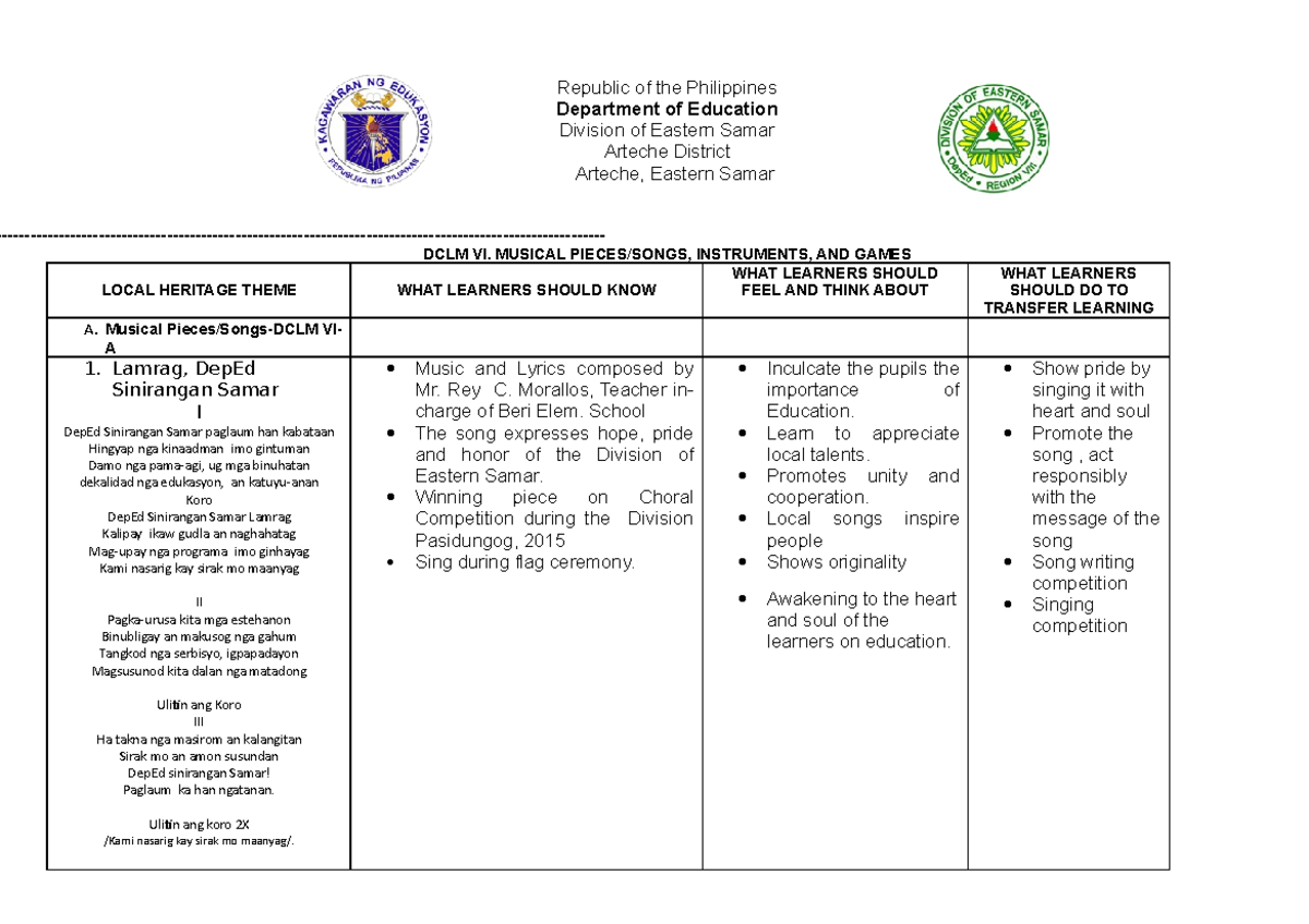 Dlhtm VI-Musical Pieces, Songs, Instruments and Games - Republic of the ...