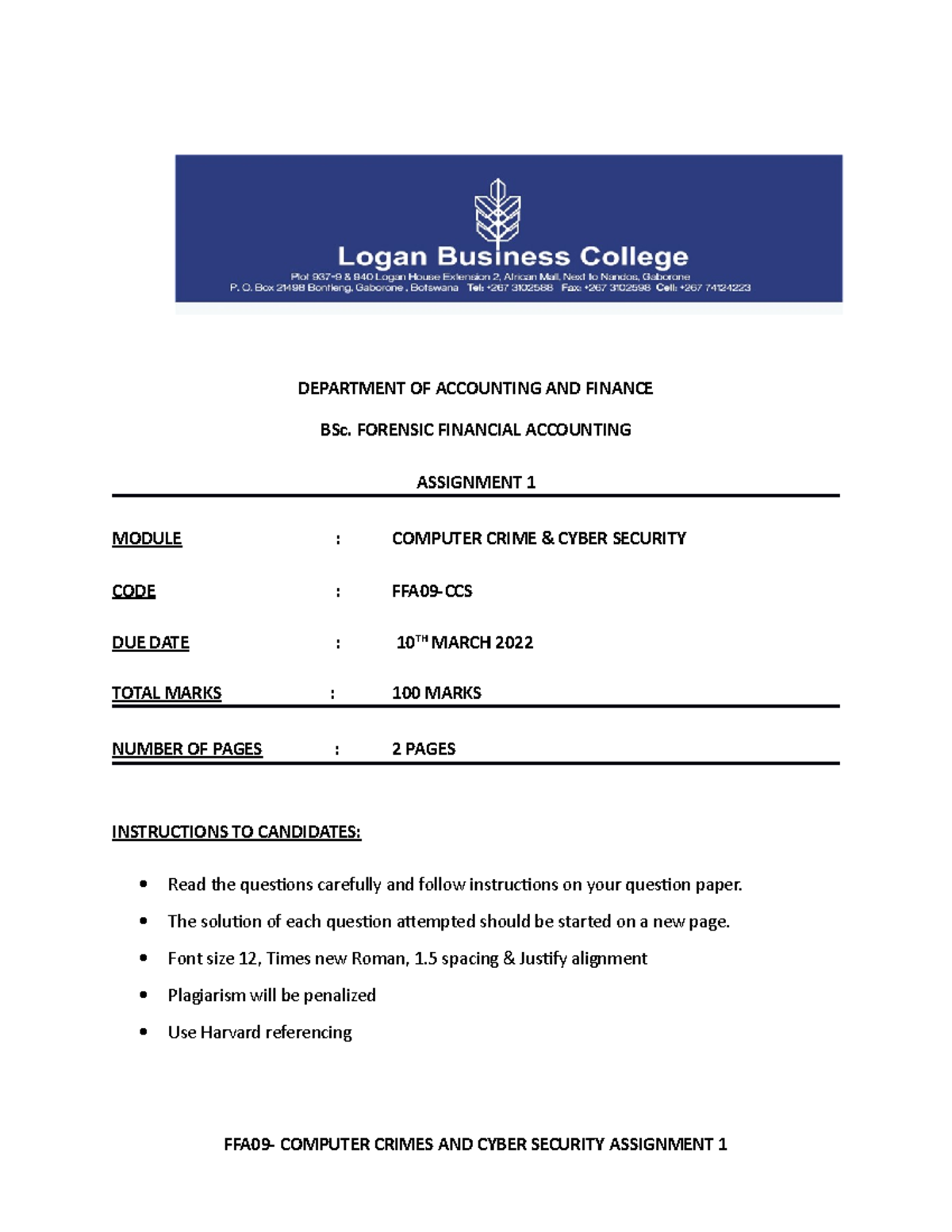 CCS Assignment 1 - Ms Motlalepula - DEPARTMENT OF ACCOUNTING AND ...