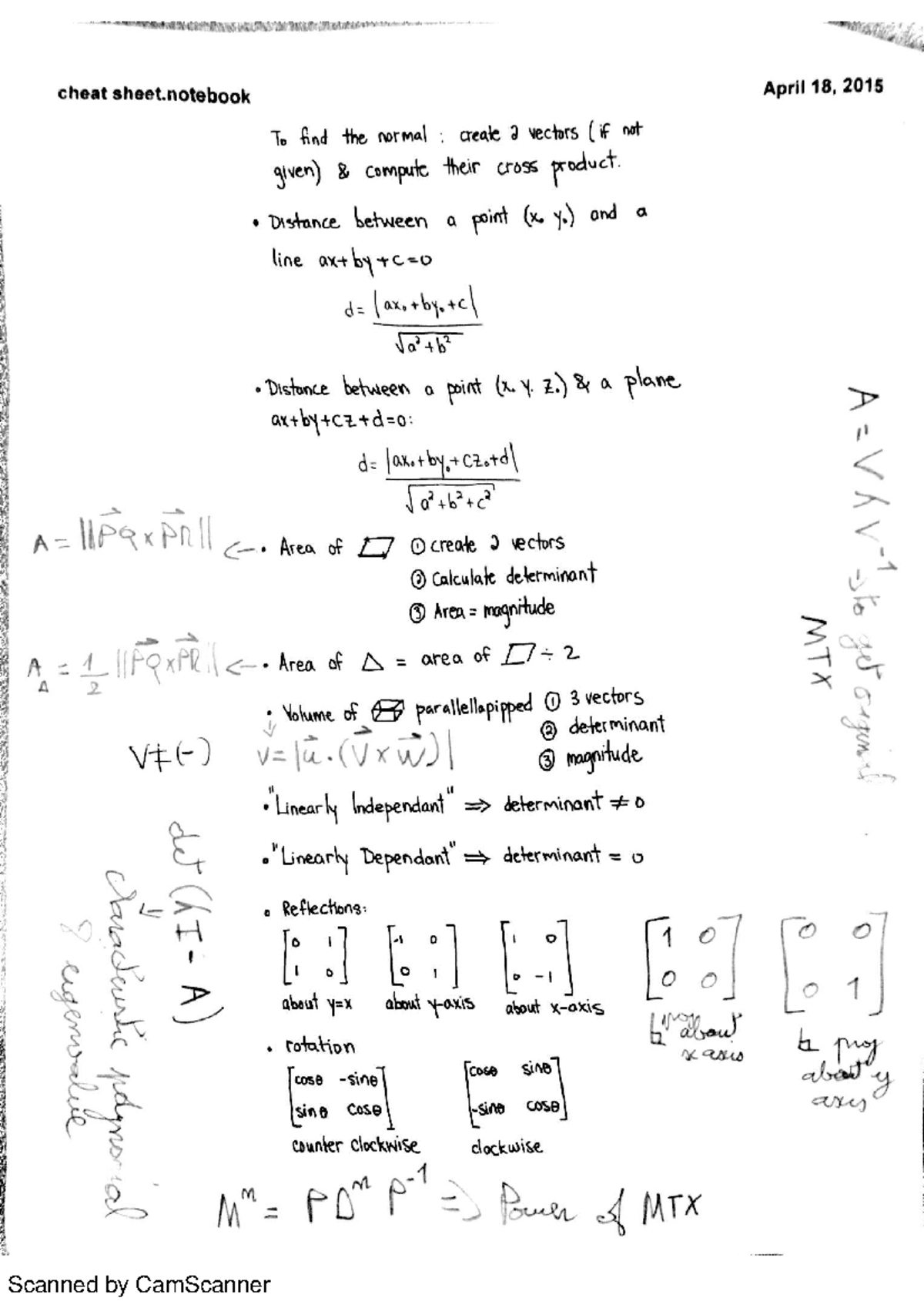 MATH 204 - Cheat Sheet - MATH 204 - Scanned By CamScanner Scanned By ...