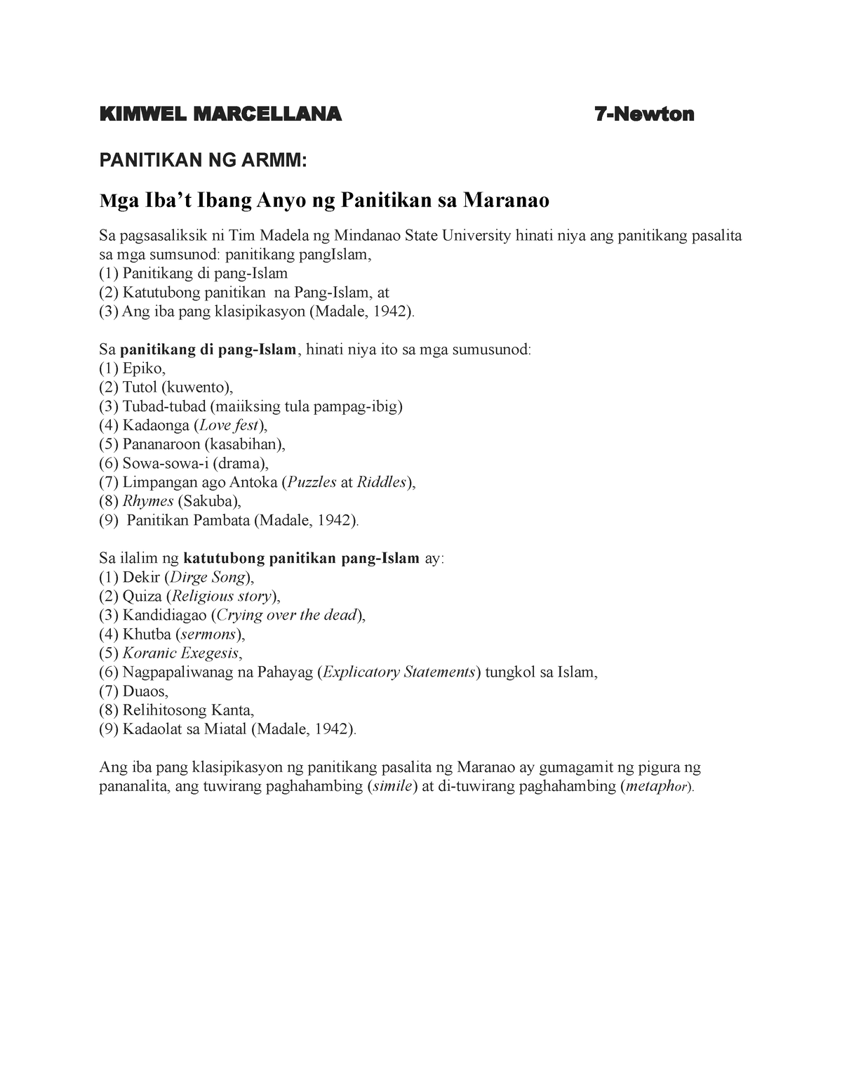 Kimwel Marcellana Maranao Kimwel Marcellana 7 Newton Panitikan Ng Armm Mga Ibat Ibang 8690