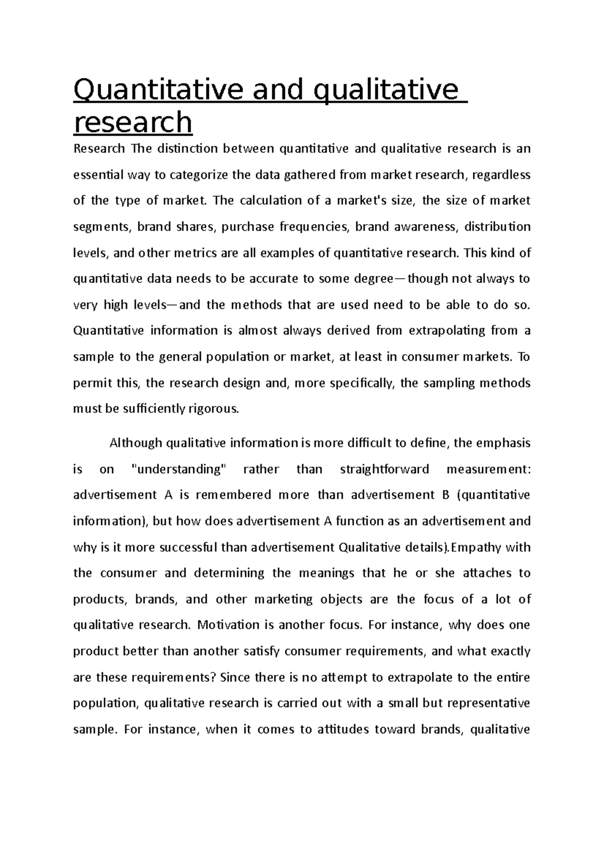 Quantitative and qualitative research - The calculation of a market's ...