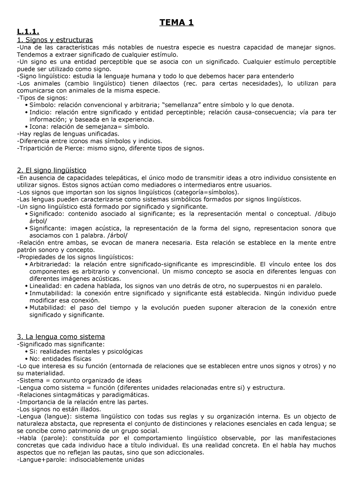 Temas 1 2 3 Apuntes Lingüística Xeral Tema 1 L1 1 Signos Y Estructuras Una De Las 2323