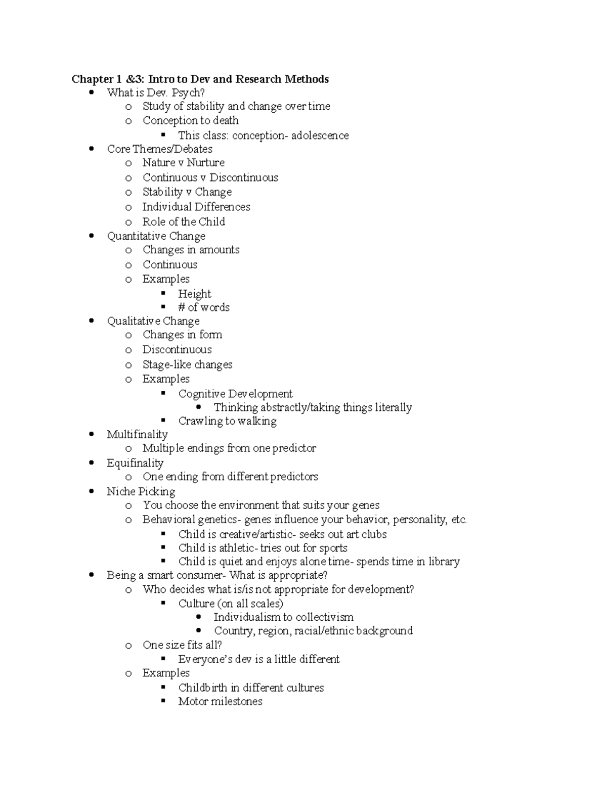 Child Dev Notes - Chapter 1 &3: Intro to Dev and Research Methods What ...