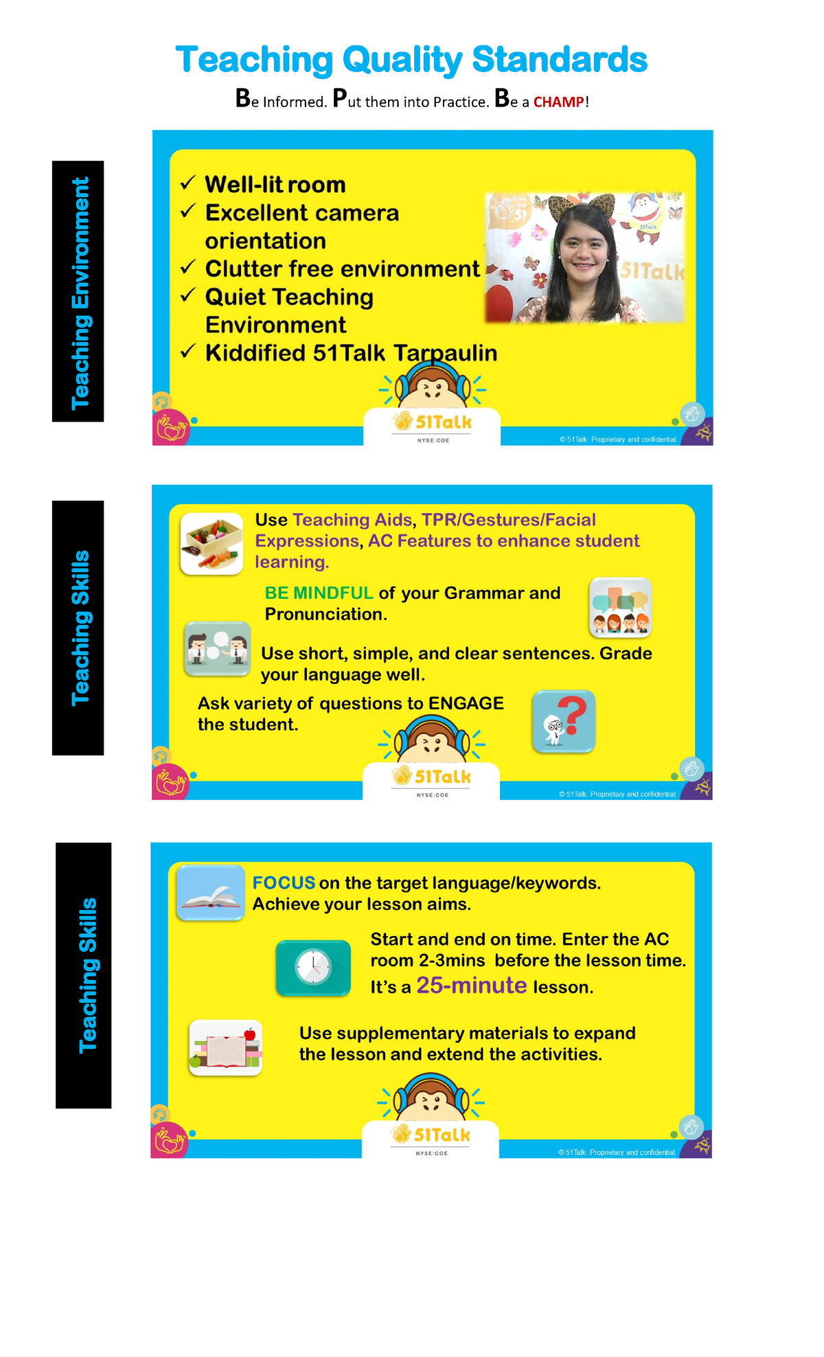 Teaching quality standards - Put them into Practice. Be a CHAMP! room ...