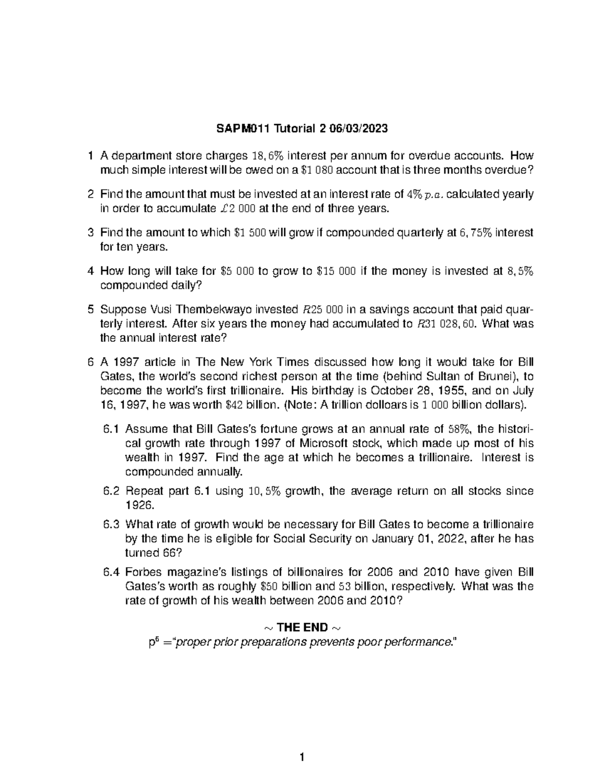 Tutorial 2 Introduction To Applied Mathematics Lecture S Notes Sapm011 Tutorial 2 06 03 1 A Tutorial 2 Introduction To Applied Mathematics Lecture S Notes Sapm011 Tutorial 2 06 03 1 A