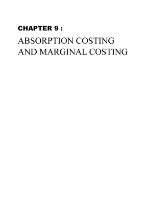 Chapter 9: Marginal and absorption costing