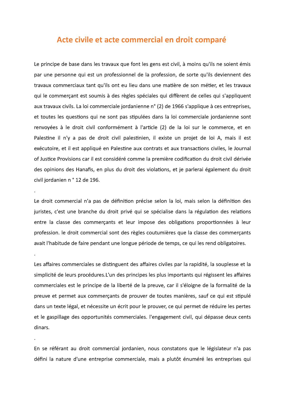 la preuve en droit commercial dissertation