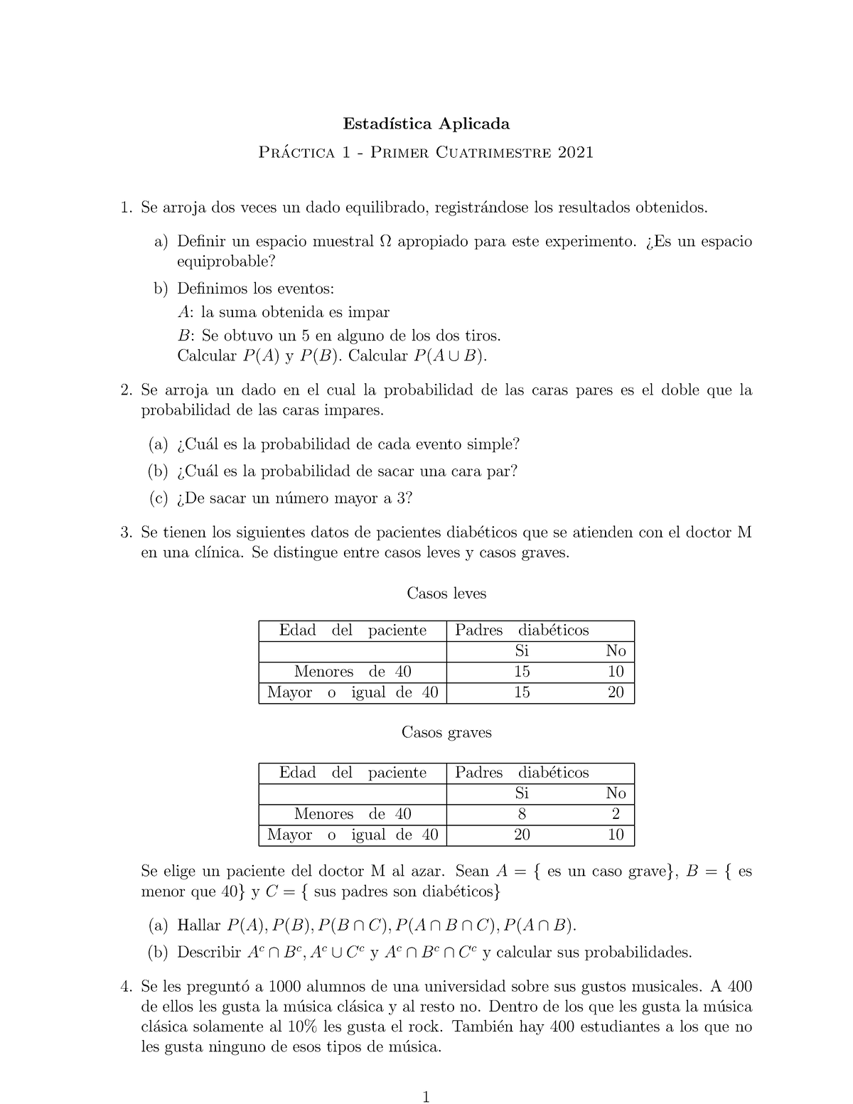 Práctica 1 - Practica 1, Estadística - Estad ́ıstica Aplicada Pr ...