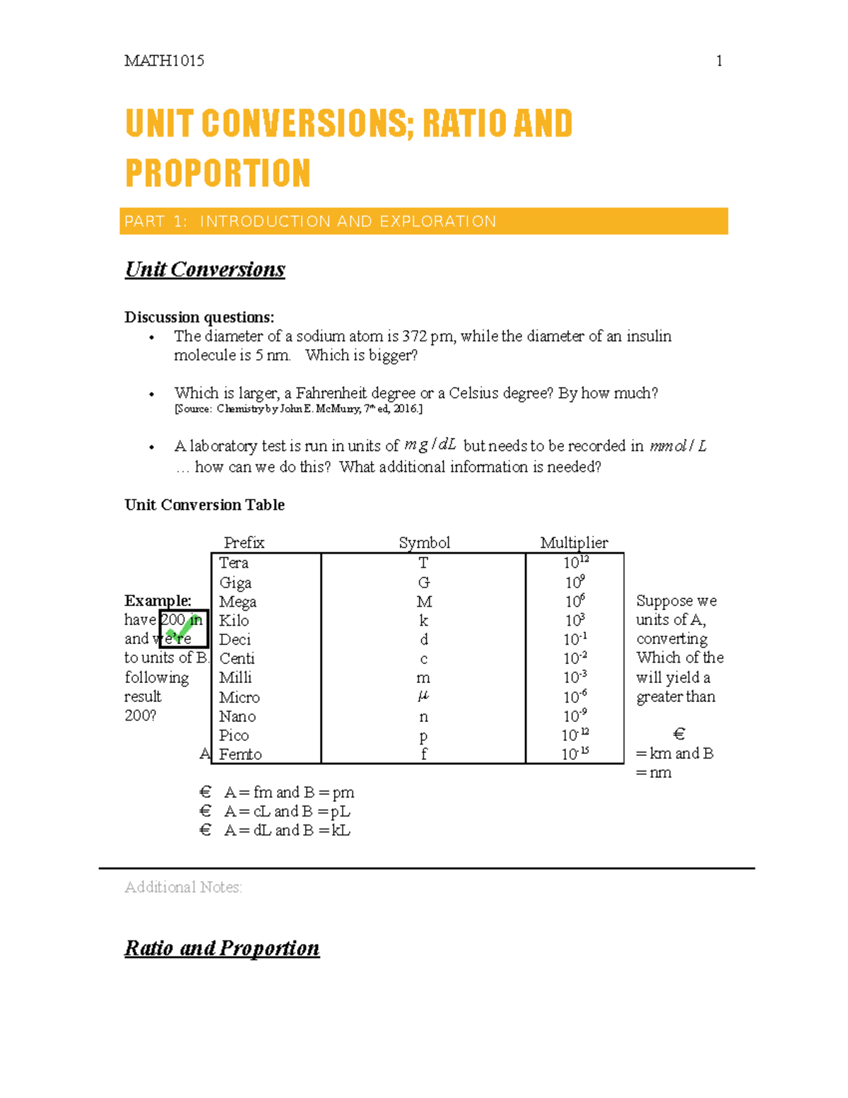 LEC 2 UNIT CON AND Ratio Proportions UNIT CONVERSIONS; RATIO AND