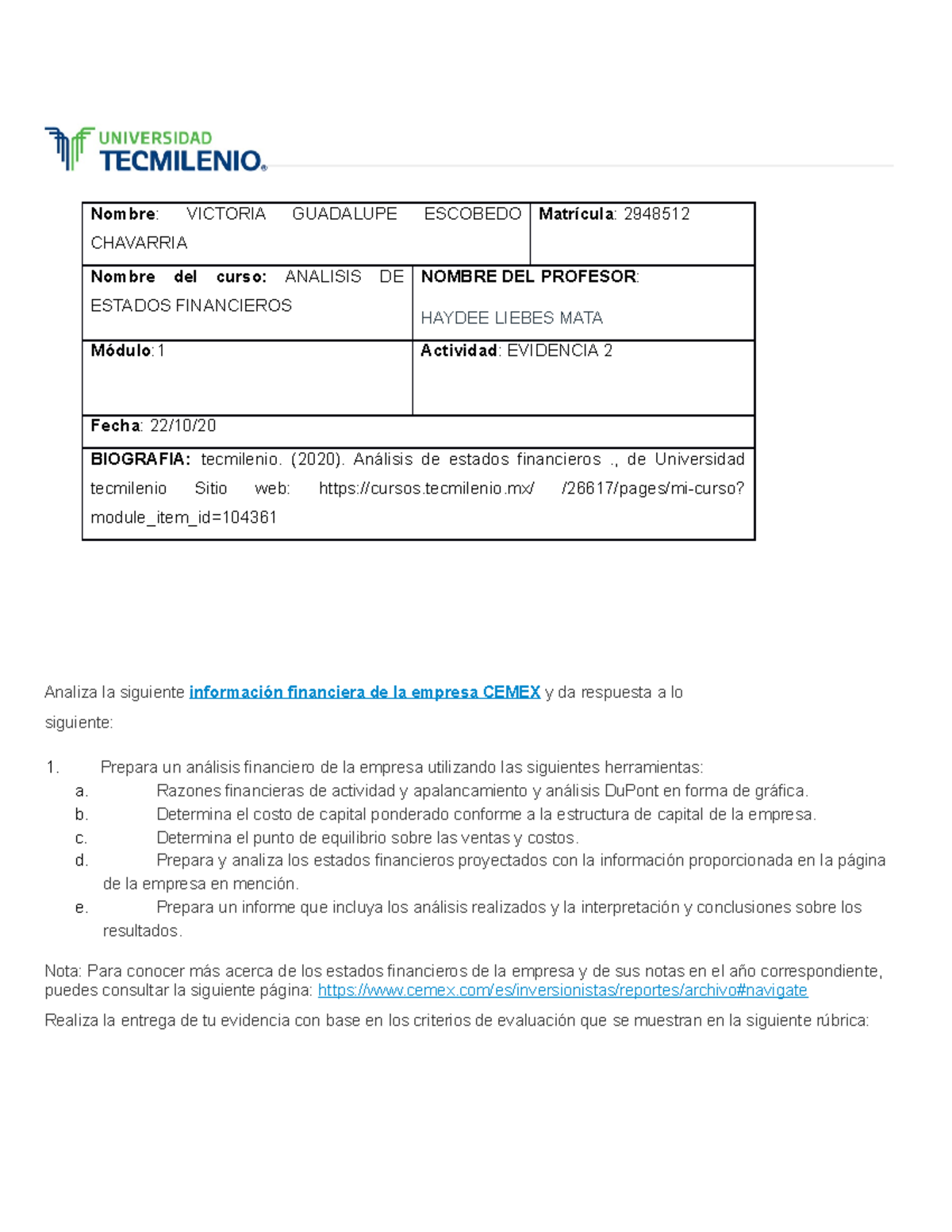 Evidencia 2 Estados Financieros - Analiza La Siguiente Información ...