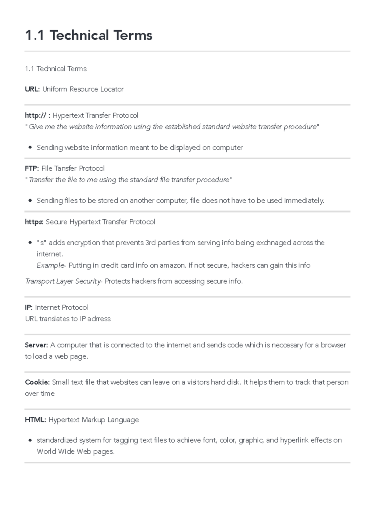 1.1 Technical Terms - class notes - 1 Technical Terms 1 Technical Terms ...