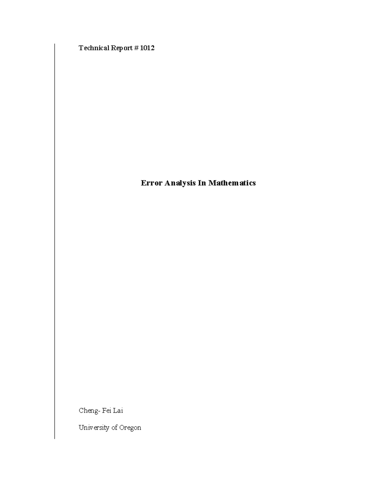 ED572252 - Technical Report # 1012 Error Analysis In Mathematics Cheng ...