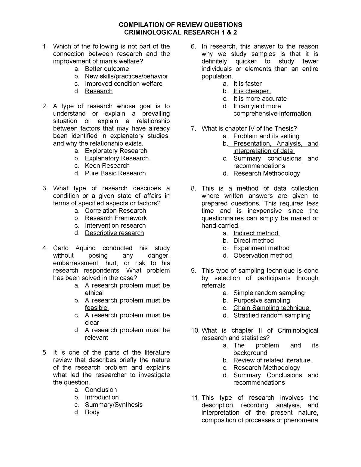 criminological research 1 and 2