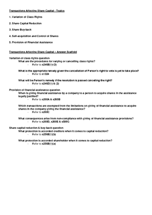 Company Law - Exam Notes - Exam Notes For Company Law Week 6 Directors ...