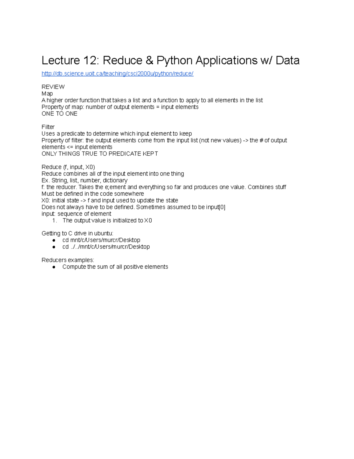 Lecture 12 - Reduce & Python Applications with Data - Lecture 12 ...