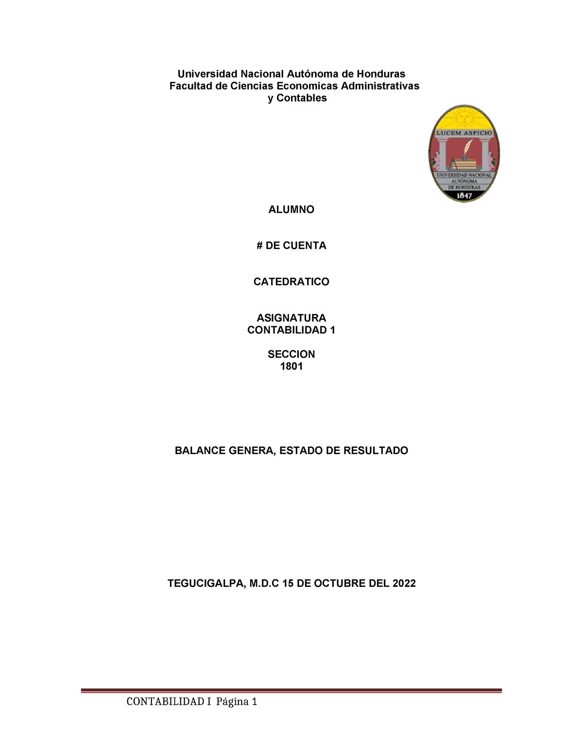 Contabilidad - Apuntes - Universidad Nacional Autónoma De Honduras 