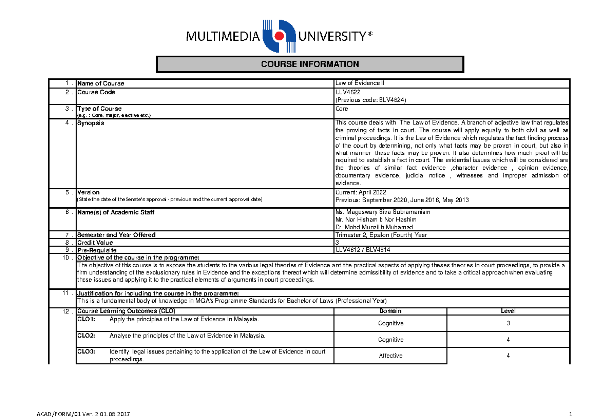 ULV4622 Law of Evidence II 2022 - 1. 2. 3. 4. 5. 6. 7. 8. 9. Affective ...