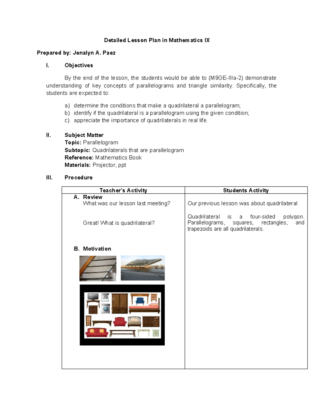 514953788 Detailed Lesson Plan in Mathematics IX 1 1 - Detailed Lesson ...