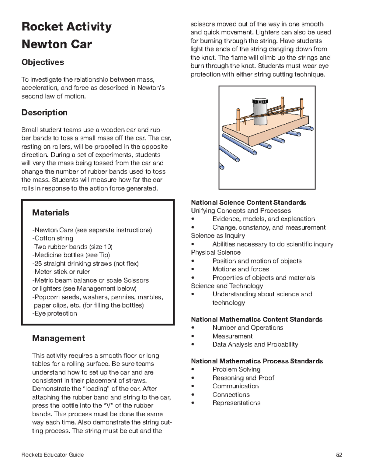 Rockets guide 20 newton car - Rocket Activity Newton Car Objectives To ...