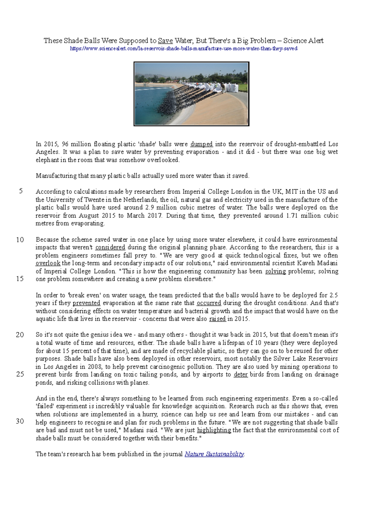 Shade balls corrigé - In 2015, 96 million floating plastic 'shade ...