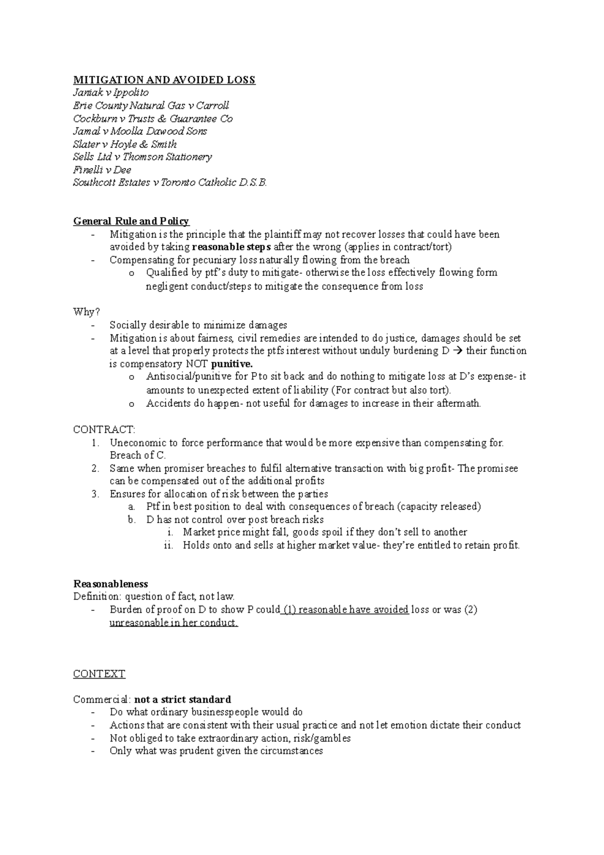Mitigation AND Avoided LOSS MITIGATION AND AVOIDED LOSS Janiak v