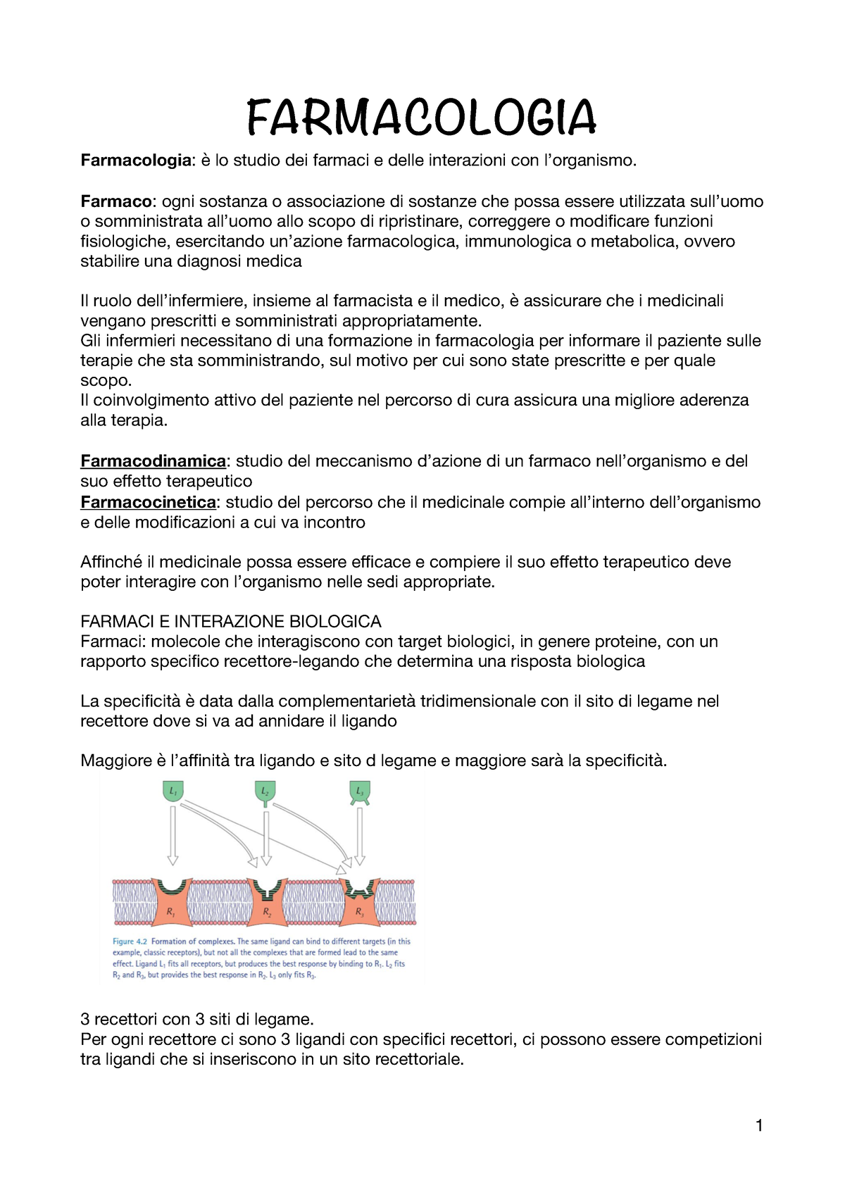 Farmacologia - Copia - Appunti - FARMACOLOGIA Farmacologia : è Lo ...