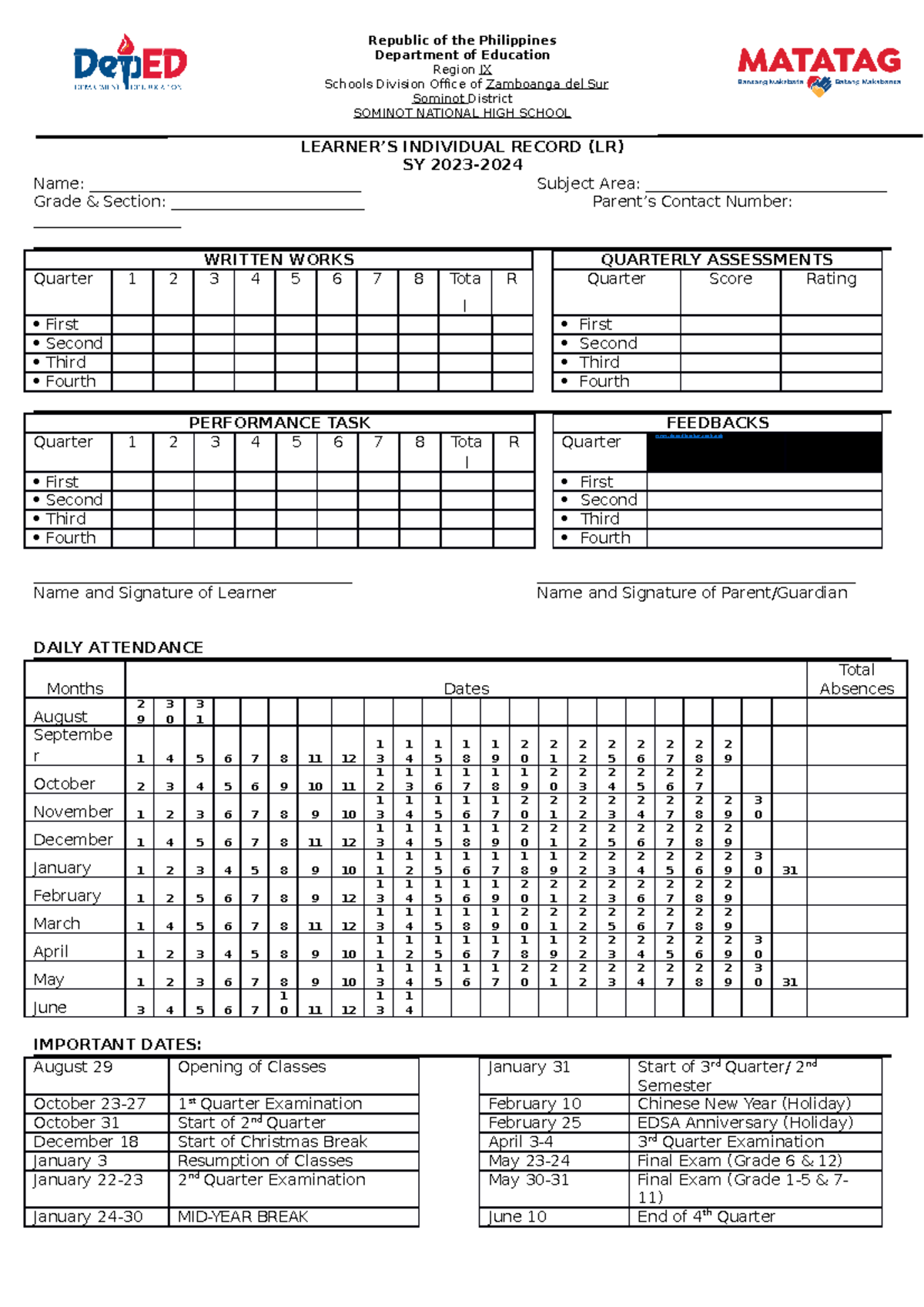Individual Learner's Record (LR) - Republic of the Philippines ...