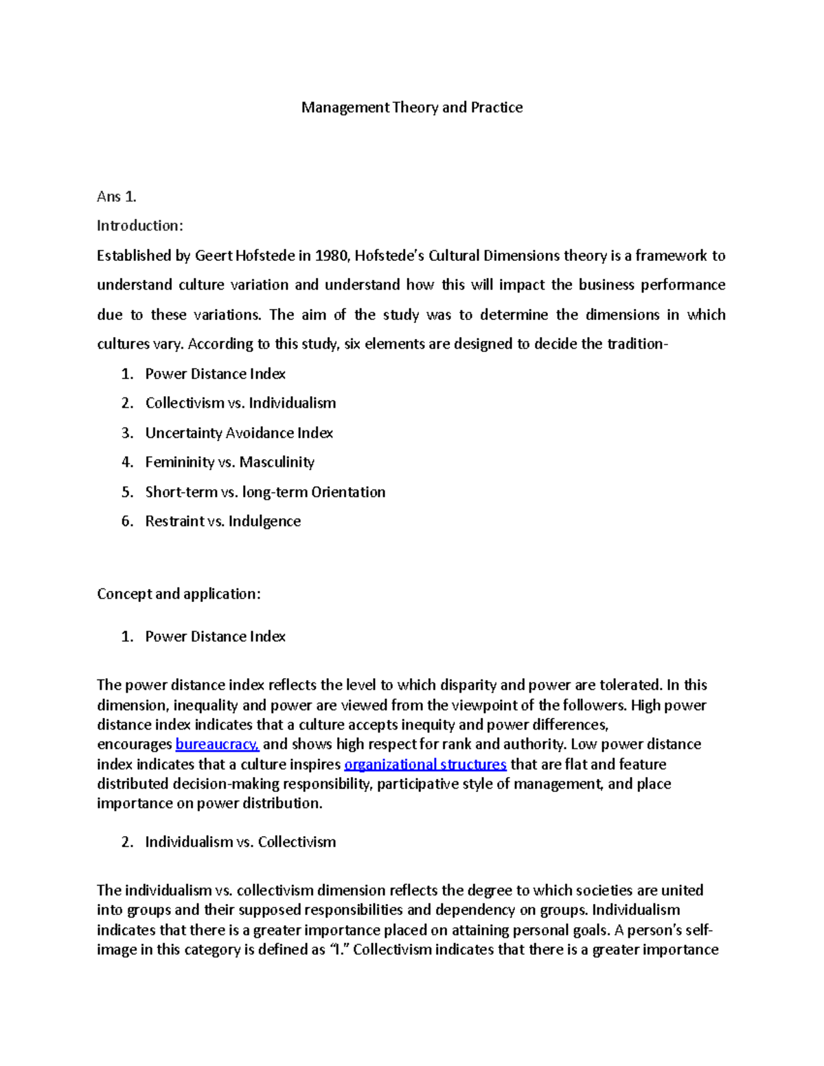 Management Theory and Practice Answer - Introduction: Established by ...