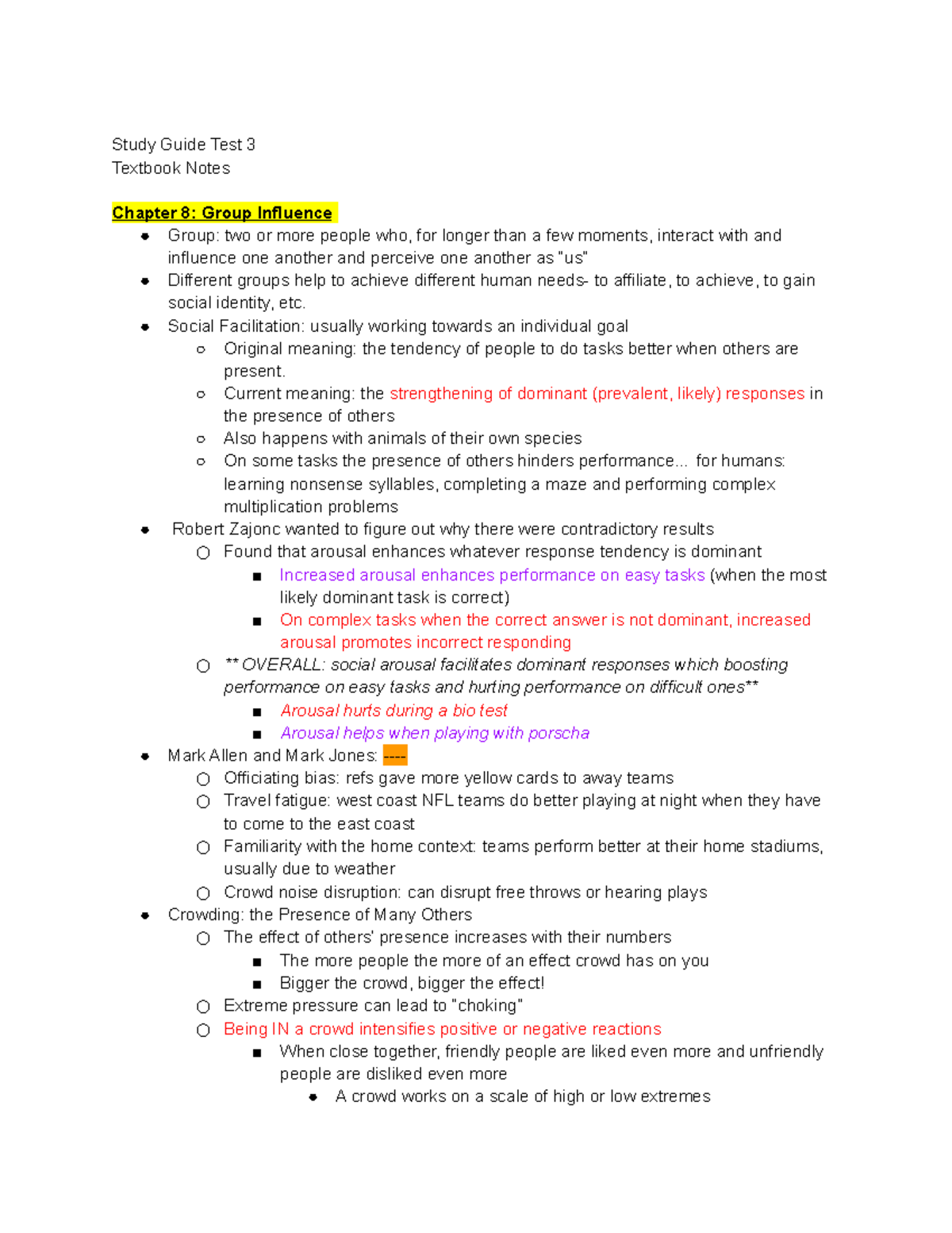 Study Guide Test 3 - PSY 2600 - Villanova - Studocu
