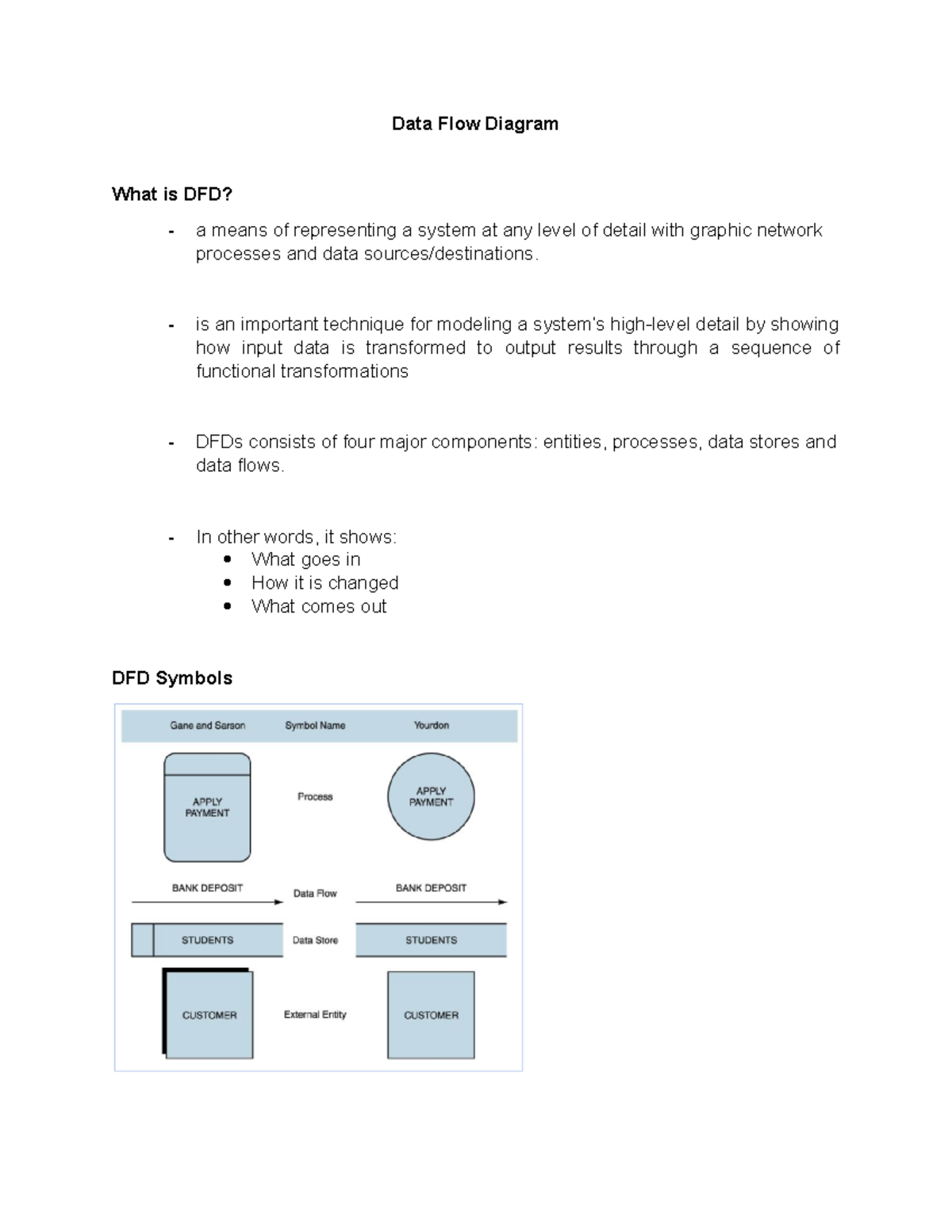 Data flow diagram notes - Data Flow Diagram What is DFD? a means of ...