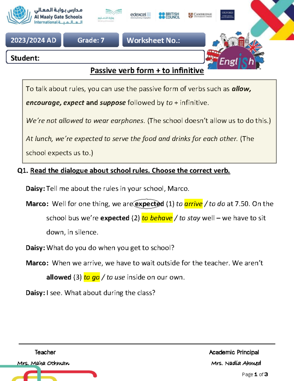 G7,GB,(5) Passive form verb + to infinitive Model answer - - Studocu